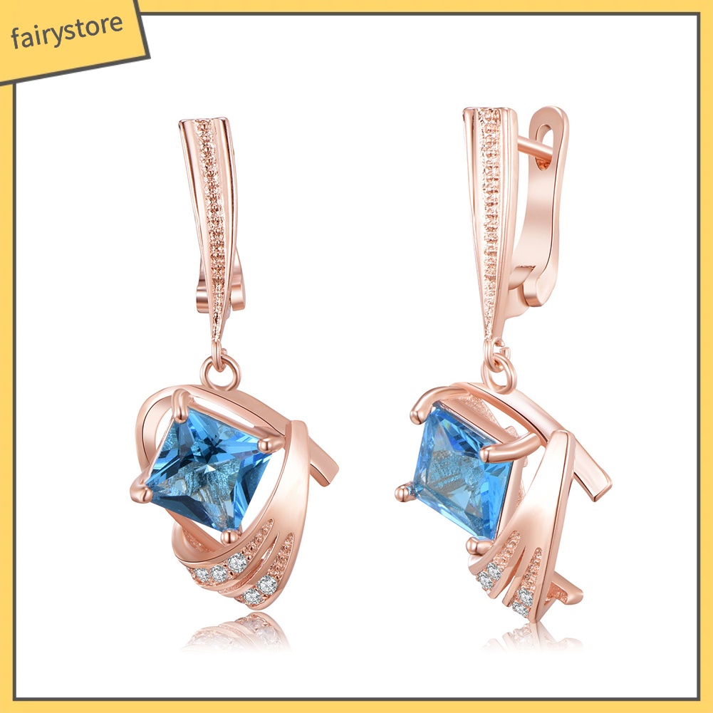 Khuyên Tai Dáng Dài Đính Đá Hình Vuông Thời Trang Cho Nữ