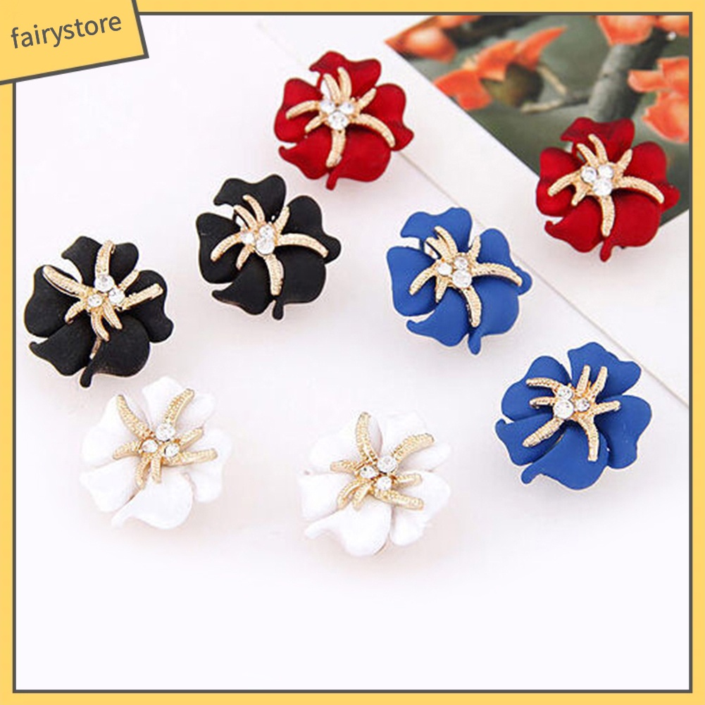 Bông Tai Hình Hoa / Sao Biển Đính Đá Lấp Lánh Thanh Lịch Dành Cho Cô Dâu