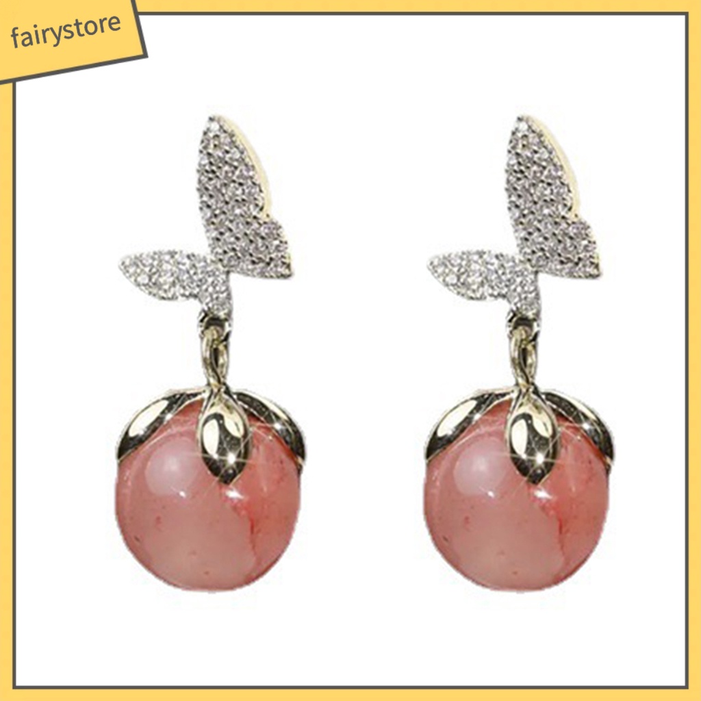 1 Đôi Bông Tai Hình Bướm Đính Đá Opal Lấp Lánh Dành Cho Nữ