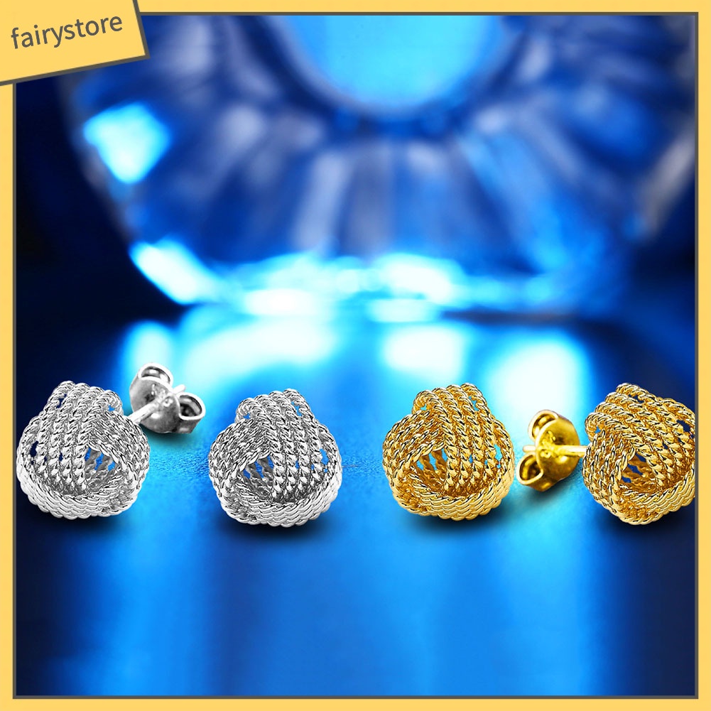 Khuyên Tai Quả Bóng Tròn Thắt Nút Thời Trang Cho Nữ