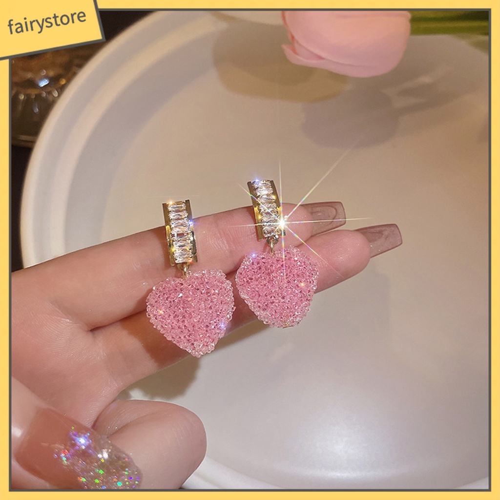 1 Đôi Bông Tai Hình Học Đính Đá Zirconia Màu Hồng Chống Rơi Vỡ Thích Hợp Làm Quà Sinh Nhật Cho Bạn Gái