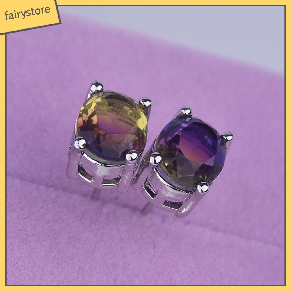 Bông Tai Đính Đá Giả Hình Oval Thời Trang Dành Cho Nữ