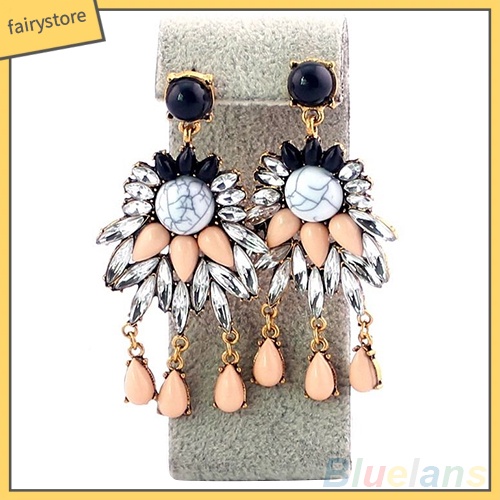 Bông Tai Hình Hoa Đính Đá Phong Cách Retro Dành Cho Nữ