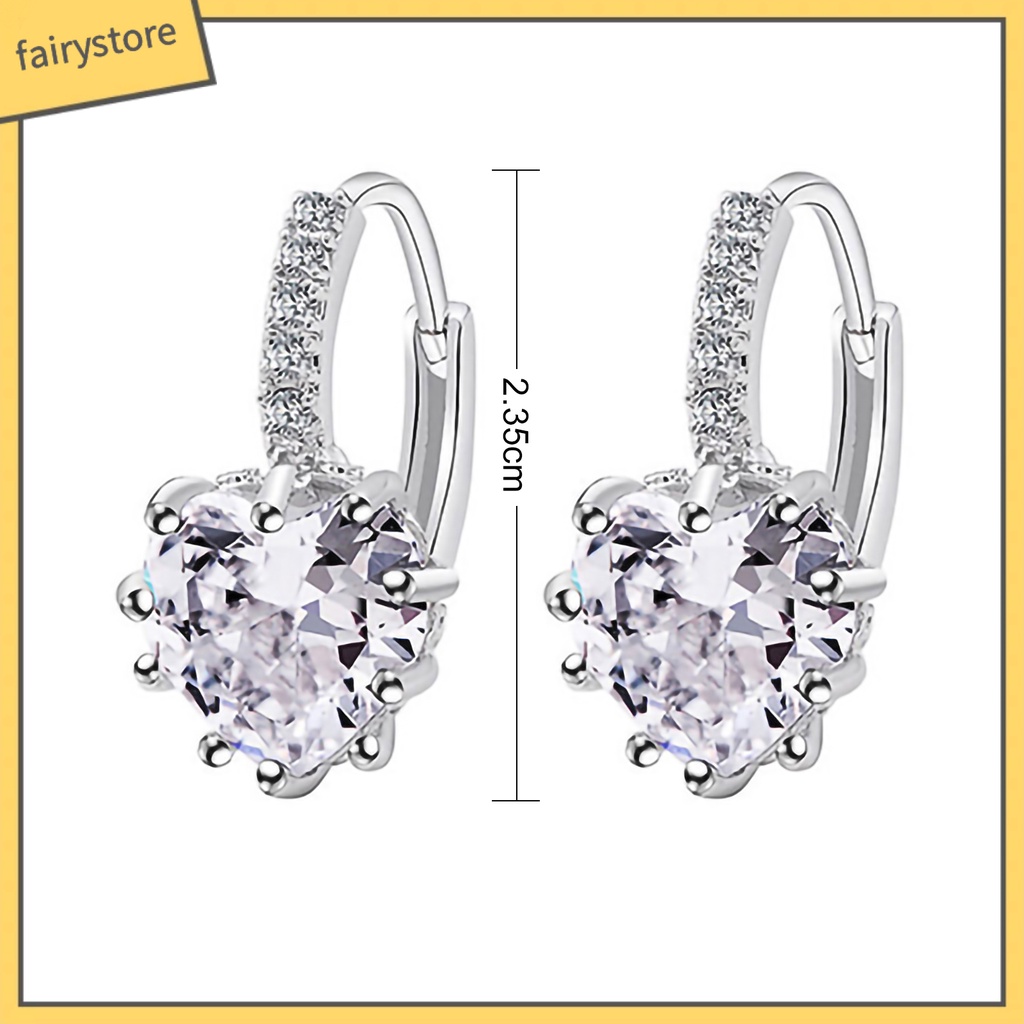 Bông Tai Hình Trái Tim Đính Đá Bằng Hợp Kim