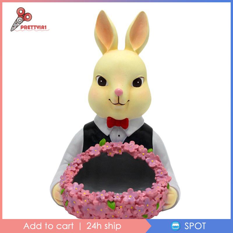 [Prettyia1] Khay Đựng Trang Sức Hình Thỏ Bằng Nhựa Resin Hiện Đại Cho Phòng Khách / Văn Phòng
