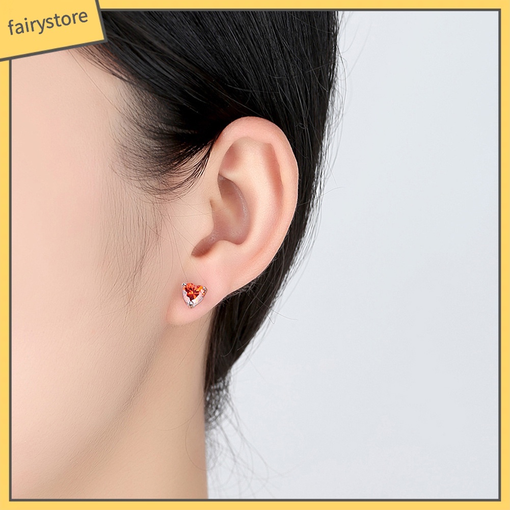 Khuyên Tai Hình Trái Tim Đính Đá Zircon Thời Trang Cho Nữ