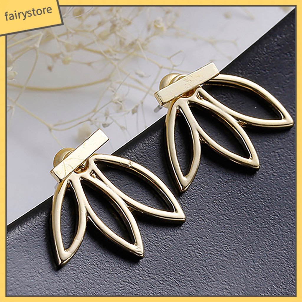 1 Đôi Bông Tai Hai Mặt Hình Hoa Sen Thời Trang Dành Cho Nữ