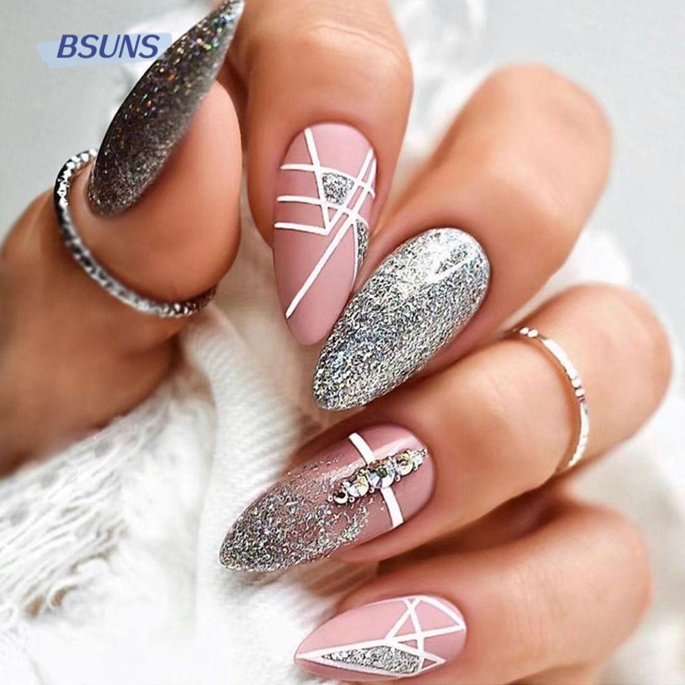 Set 24 Móng Tay Giả Dạng Nhấn Gợn Sóng Nhiều Màu Sắc Che Phủ Toàn Diện