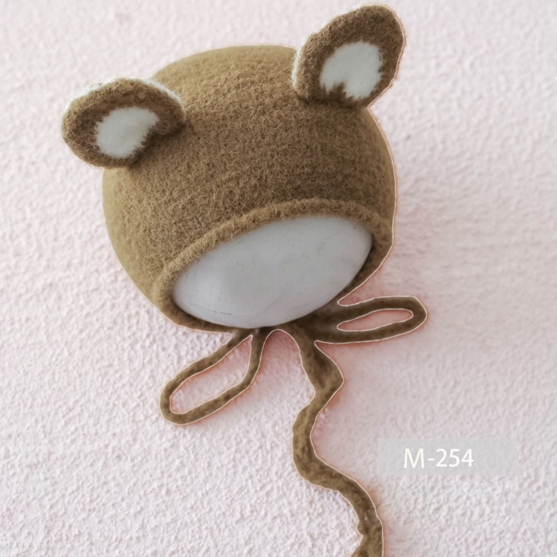 Mũ Beanie Dệt Kim Đính Tai Dễ Thương Dùng Làm Đạo Cụ Chụp Ảnh Cho Bé Sơ Sinh