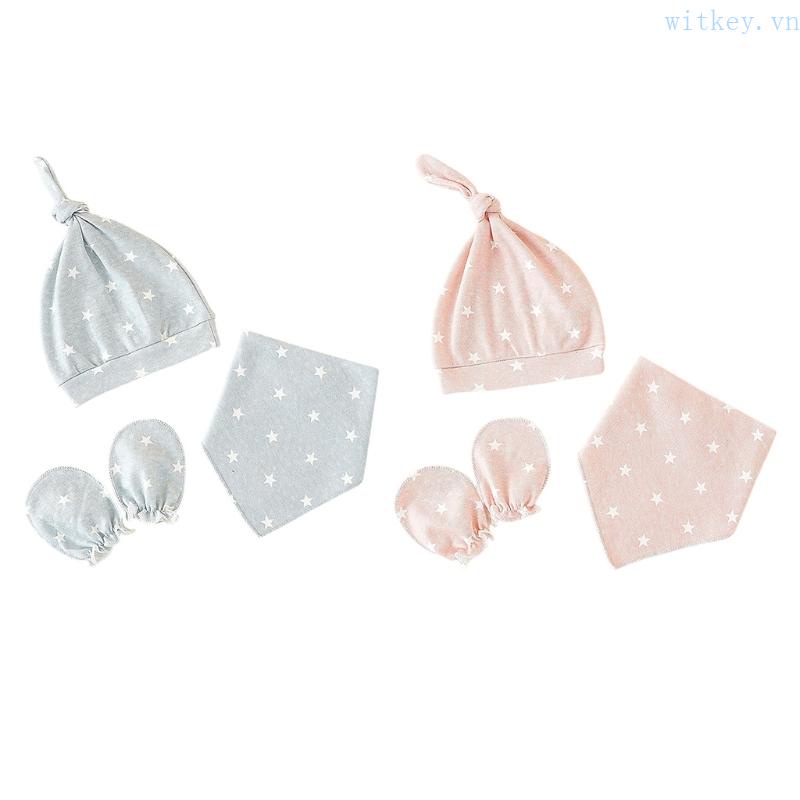 Bộ Găng Tay + Găng Tay + Mũ Yếm + Khăn Lau Mềm Mại Tiện Dụng Cho Bé Sơ Sinh
