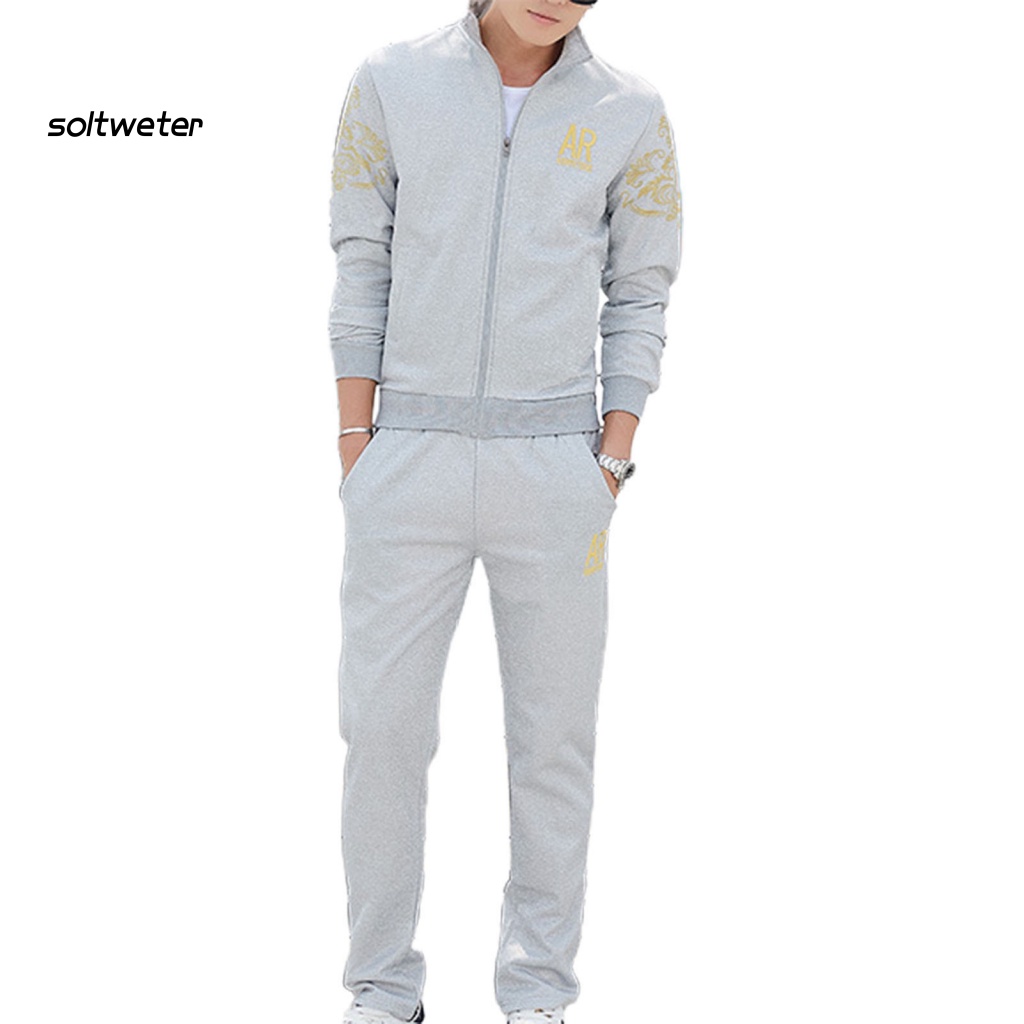 Set Đồ 2 Món Gồm Áo Nỉ Cổ Đứng In Họa Tiết Đồng Có Khóa Kéo Và Quần Dài Giữ Ấm Cho Nam