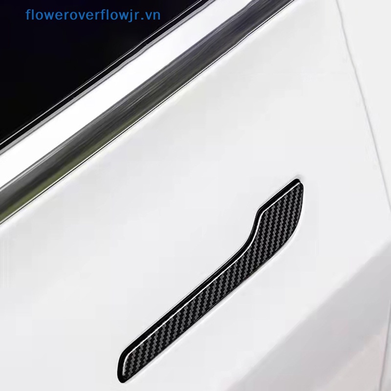 Bộ 4 Miếng Dán Tay Nắm Cửa Xe Hơi Tesla Model 3 2023 Bằng ABS Họa Tiết Sợi Carbon