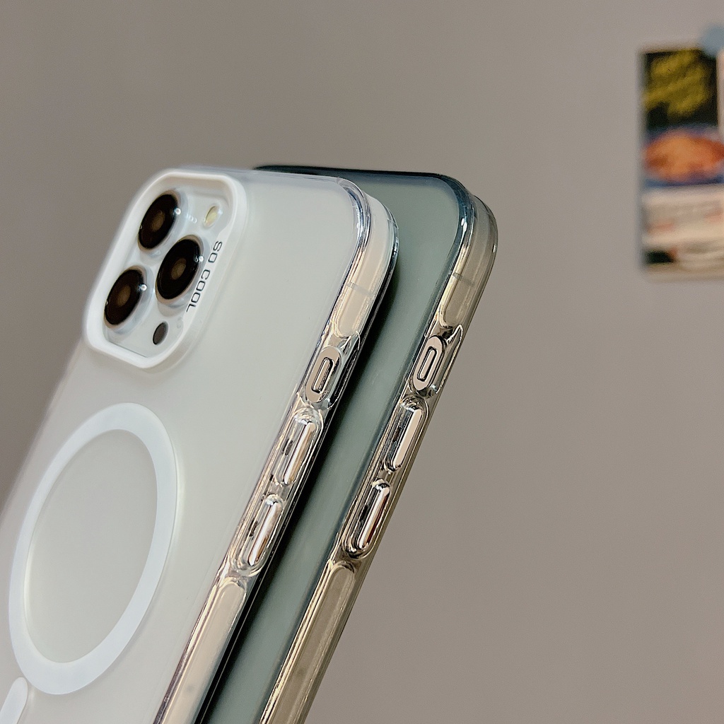 Ốp Điện Thoại Imd tpu Mềm Trong Suốt Hai Mặt Hít Nam Châm Chống Va Chạm Chống Sốc Cho iPhone 13 14 Pro Max