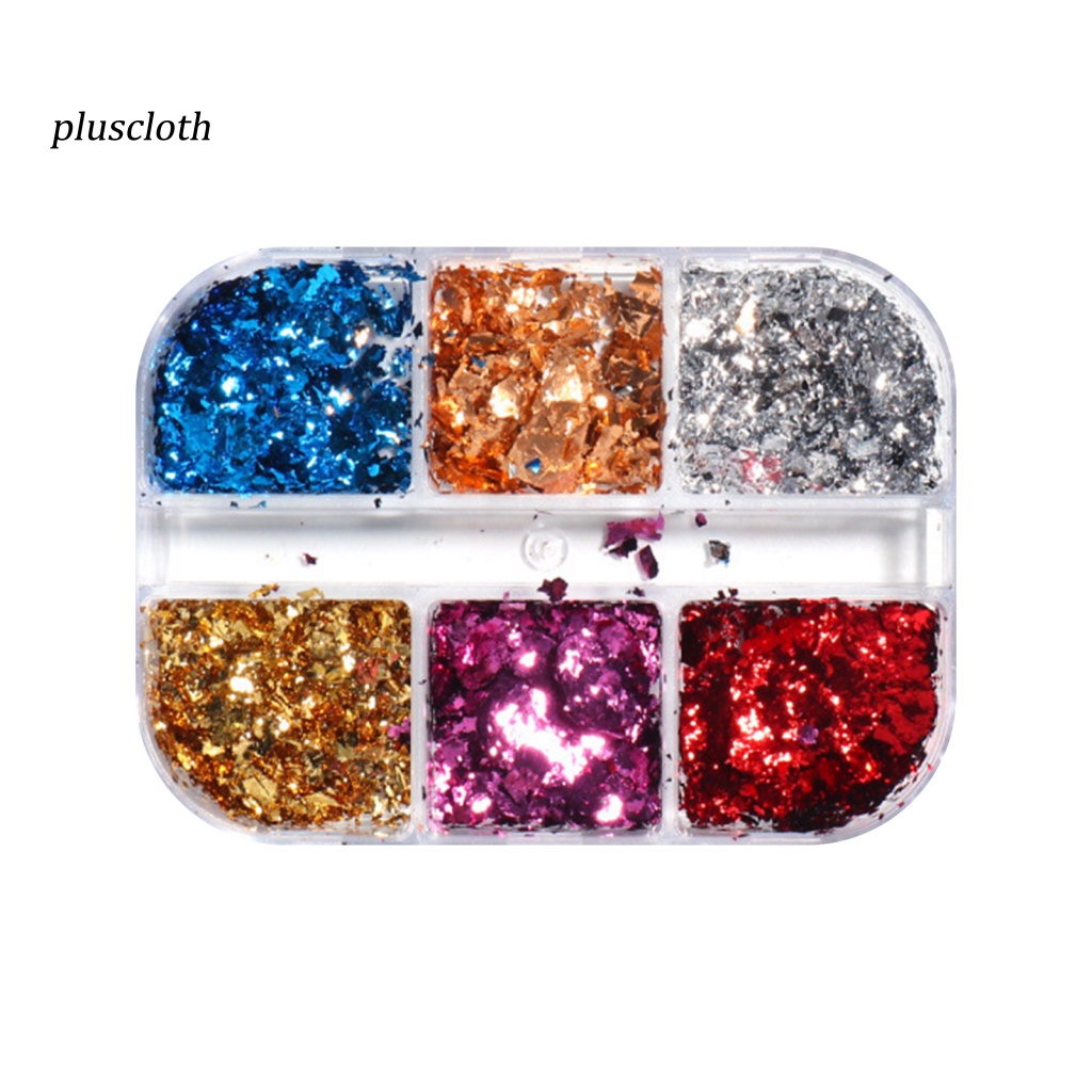 &lt; Pluscloth &gt; Hộp Giấy Foil 6 Ngăn Dán Móng Nghệ Thuật Kết Cấu Sáng Tạo Đáng Yêu Dùng Để Trang Trí Móng Cá Nhân Sử Dụng Cá Nhân