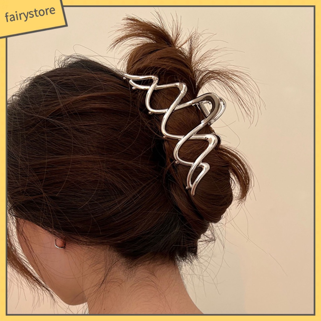 Kẹp Tóc Dạng Gợn Sóng Màu Trơn Co Giãn Chống Trượt Bằng Thép Không Gỉ