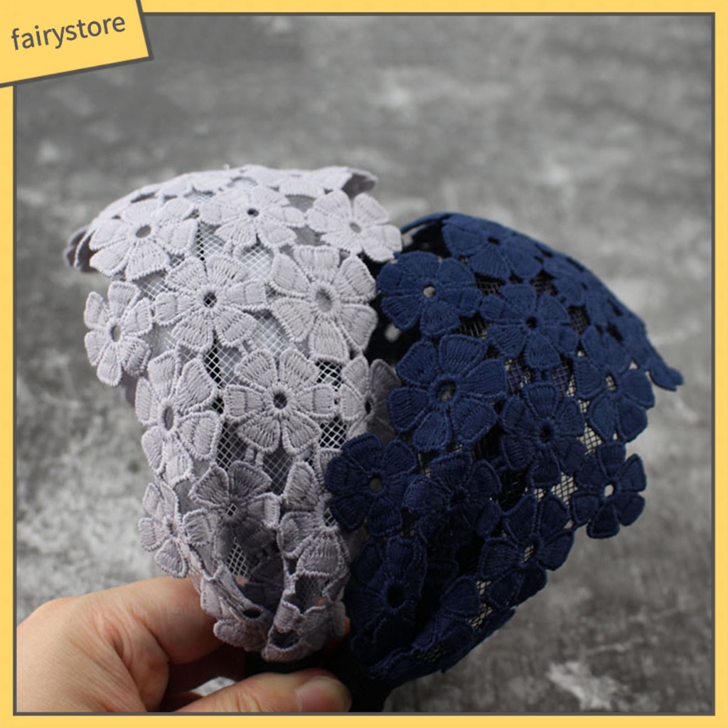 Băng Đô Cài Tóc Họa Tiết Ren Hoa Bắt Mắt Lâu Trôi Chống Biến Dạng