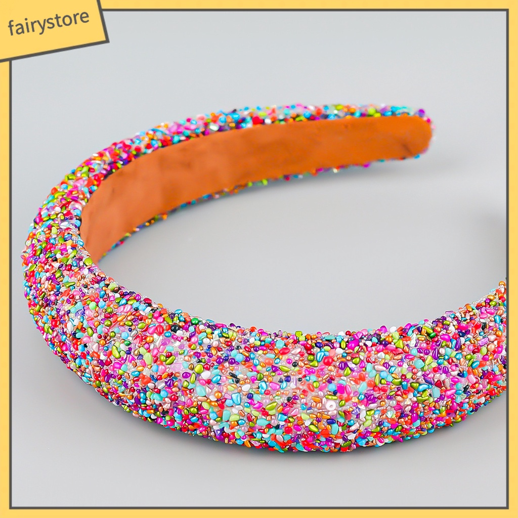 Băng Đô Cài Tóc Đính Đá Ngọc Trai Nhân Tạo Co Giãn Chống Trượt Phong Cách Cổ Điển Thời Trang Cho Nữ