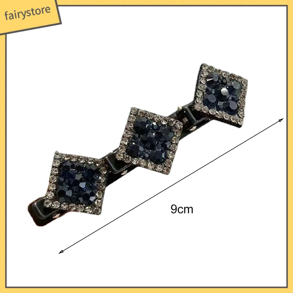 Kẹp Tóc Đính Đá Hình Vuông Bằng Nhựa Lấp Lánh Chống Rơi