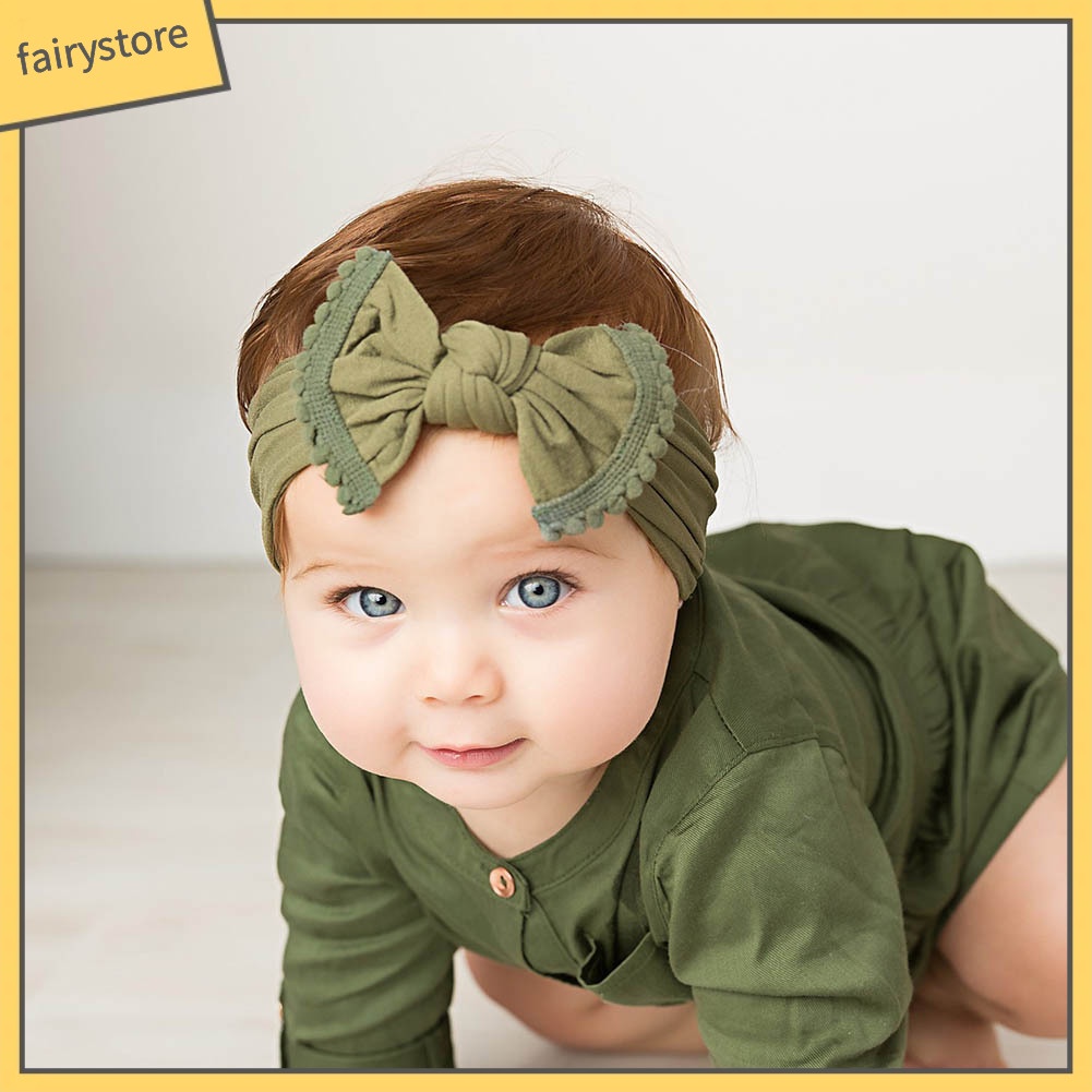 Băng Đô Thắt Nơ Bằng Nylon Mềm Co Giãn Dành Cho Bé Gái