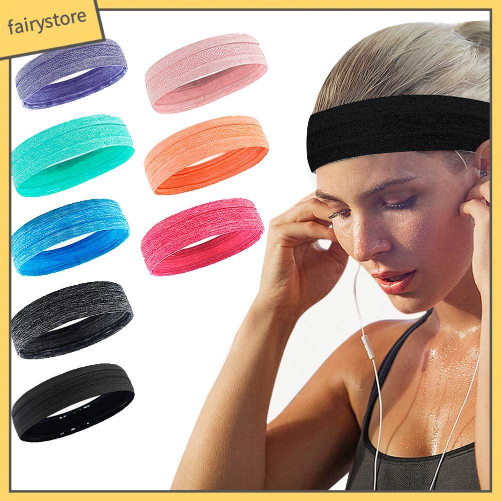 Băng Đô Unisex Co Giãn Chống Trượt Chống Mồ Hôi Màu Trơn Dùng Khi Tập Yoga Chạy Bộ