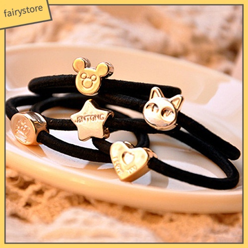 Bộ 10 Dây Cột Tóc Cao Su Co Giãn Đính Hạt Đáng Yêu Cho Nữ Giá Đỡ