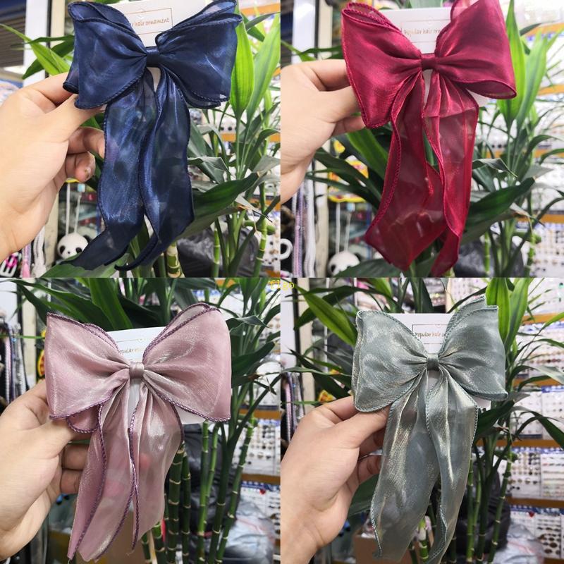 Flgo Kẹp Tóc Ruy Băng Lớn Đính Ngọc Trai Thanh Lịch Dễ Thương Dành Cho Bé Gái