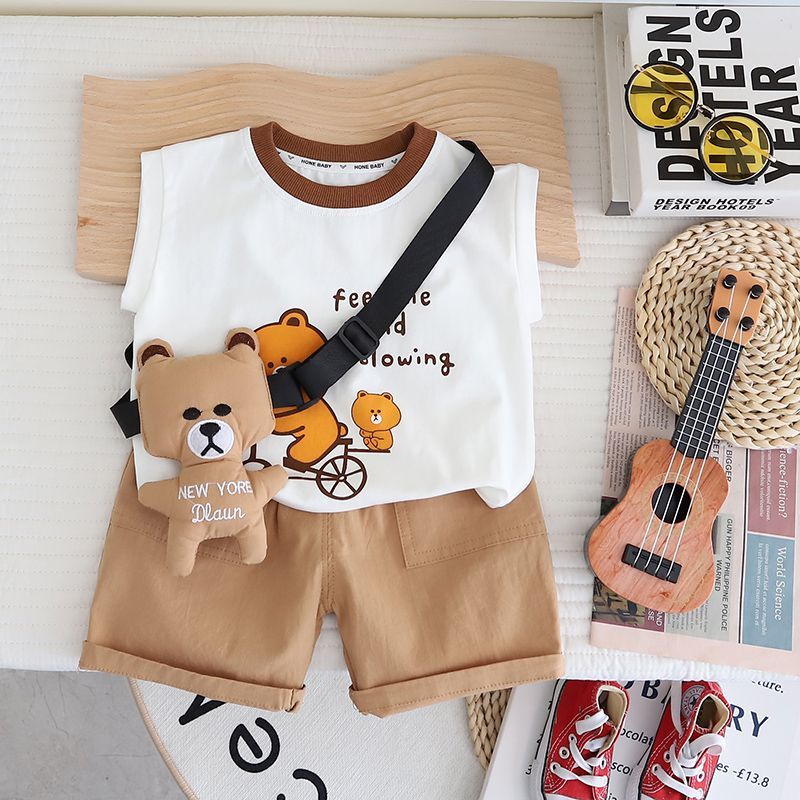 Set Đồ Mùa Hè Hai Món Gồm Áo Sát Nách In Họa Tiết Hoạt Hình Hợp Thời Trang Cho Bé Trai