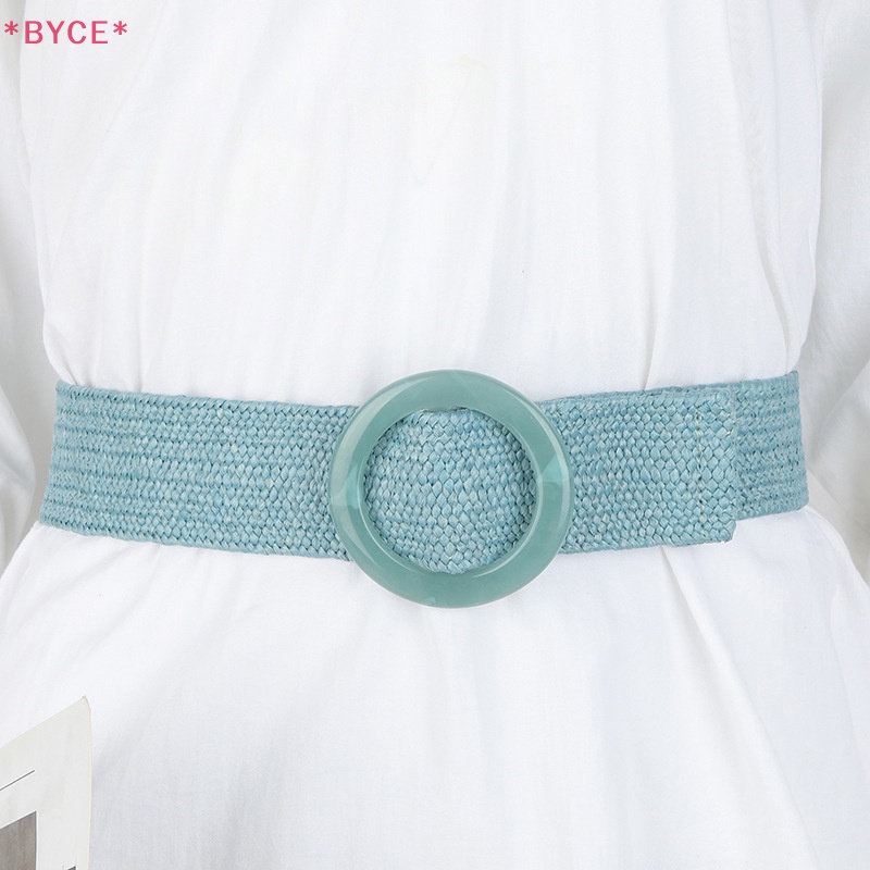 1 Thắt Lưng Bện Rơm Mỏng Mặt Tròn / Vuông Phong Cách Vintage Dành Cho Nữ Mới