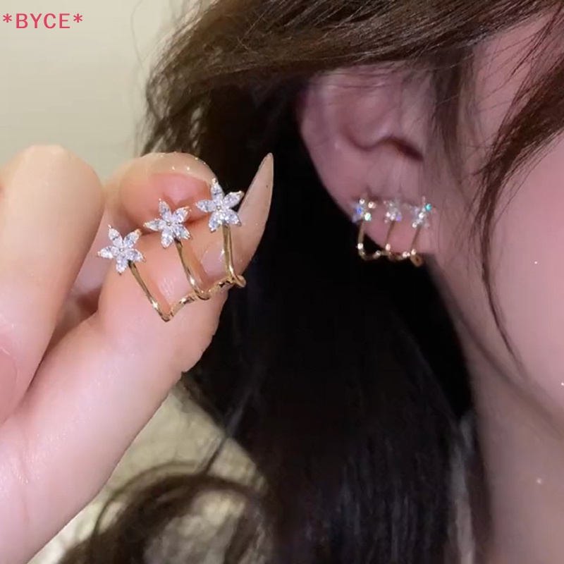 Khuyên Tai Hình Hoa Đính Đá Zircon Phong Cách Hàn Quốc Cho Nữ Mới