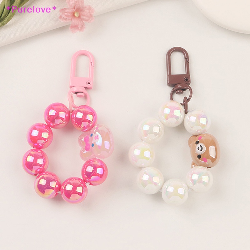 Móc Chìa Khóa Đính Hạt Màu Trơn Hình Động Vật Xinh Xắn Mới