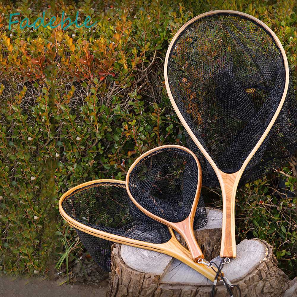 Lưới Đánh Bắt Cá Cán Gỗ Có Thể Gấp Gọn Tiện Dụng