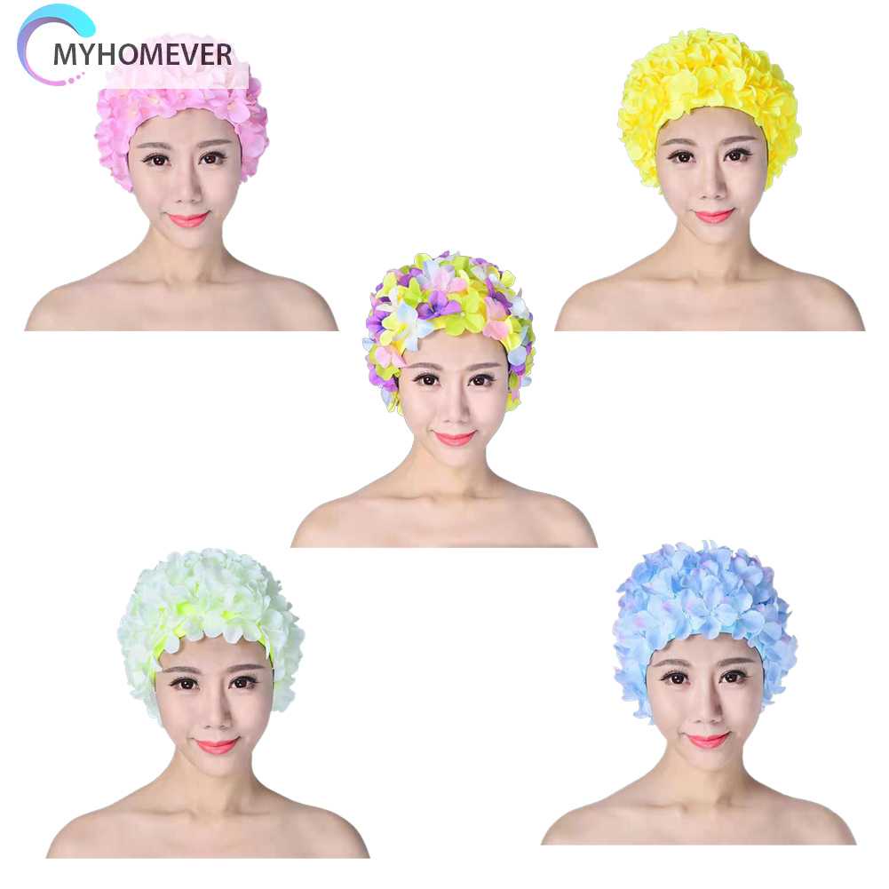 Mũ Bơi In Hoa 3D Thoáng Khí Thoải Mái Cho Nữ