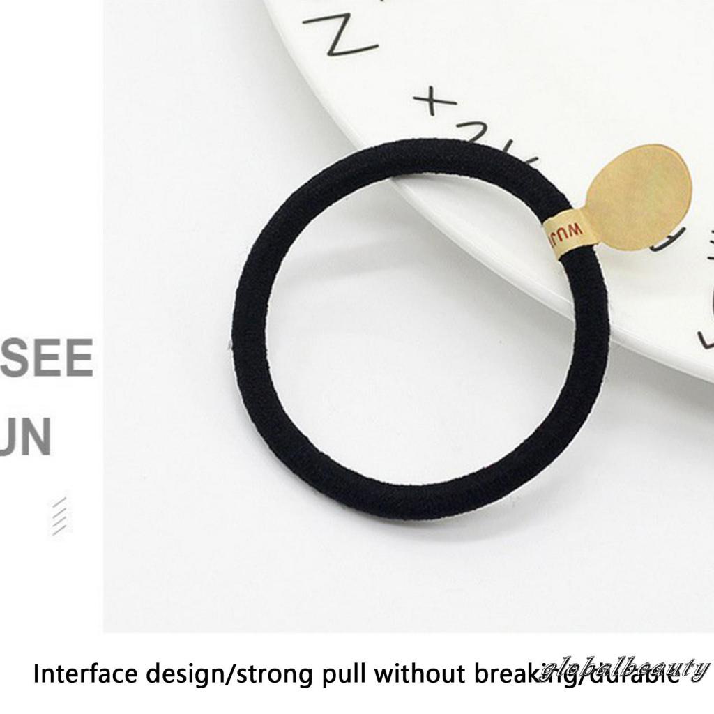 Dây Buộc Tóc Đuôi Ngựa Co Giãn Mềm Mại Màu Đen Không Đường May Dành Cho Bé Gái Và Bé Gái