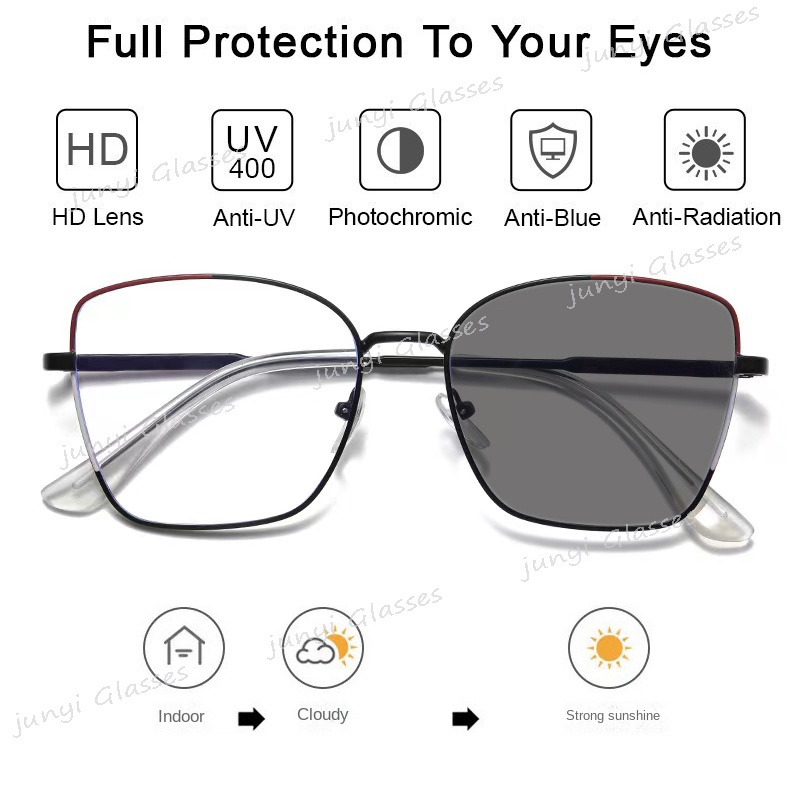 Kính Mát Mắt Mèo Gọng Kim Loại Chống Tia Bức Xạ &amp; Ánh Sáng Xanh Cho Nam &amp; Nữ