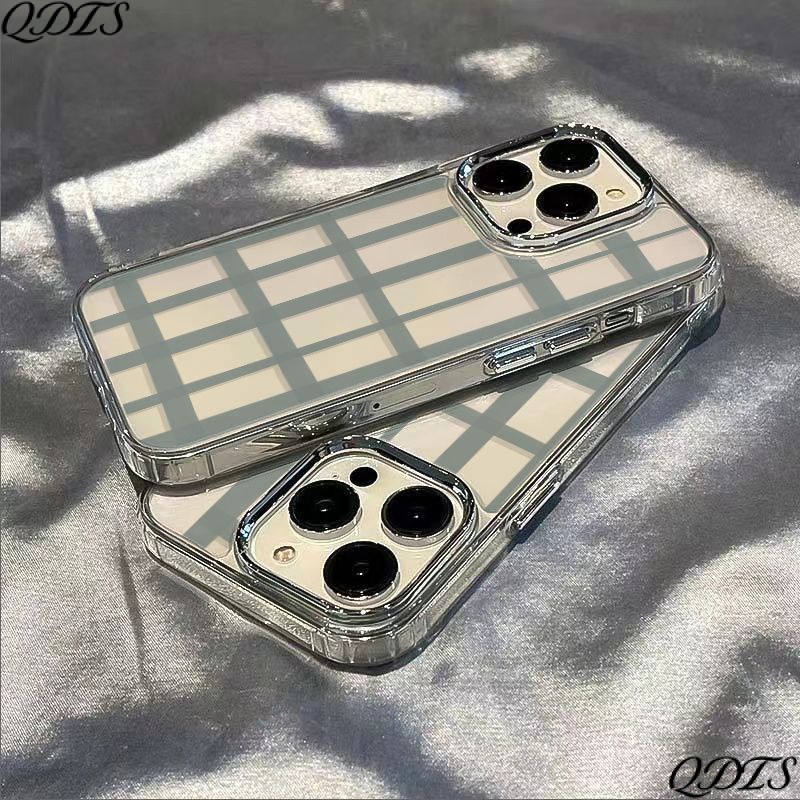 ✅Ốp Điện Thoại Mềm Họa Tiết Caro Màu Xanh Dương Chống Sốc Cho Iphone Xs8 12 11 713 14pro Max