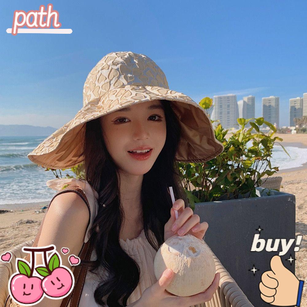 Mũ Rộng Vành Chống Tia UV Họa Tiết Trái Tim Thời Trang Mùa Hè Xinh Xắn