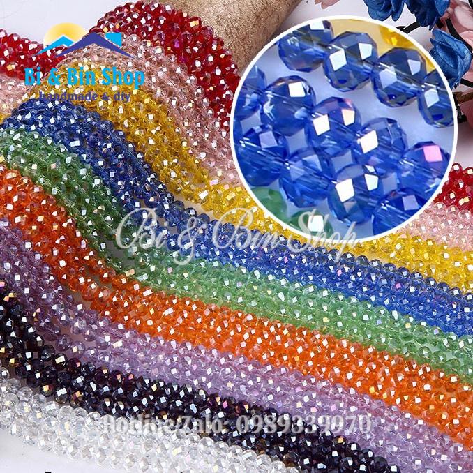 [C8.3] 50 Viên Pha Lê Bánh Cam 8mm Màu Ánh Cừ Đính Kết Trang Phục, Làm Đồ Thủ Công