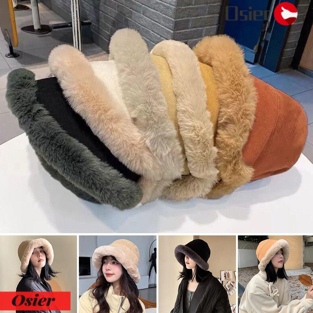 Mũ Bucket 1 Món Chất Liệu Lông Giả Ấm Áp Thời Trang Cho Nữ