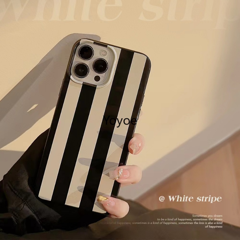 Ốp Điện Thoại Silicone Mềm Chống Sốc Họa Tiết Sọc Trắng Đen Cho iPhone 13 12 11 14 Plus Pro Max X XS Max XR 7 8 Plus SE