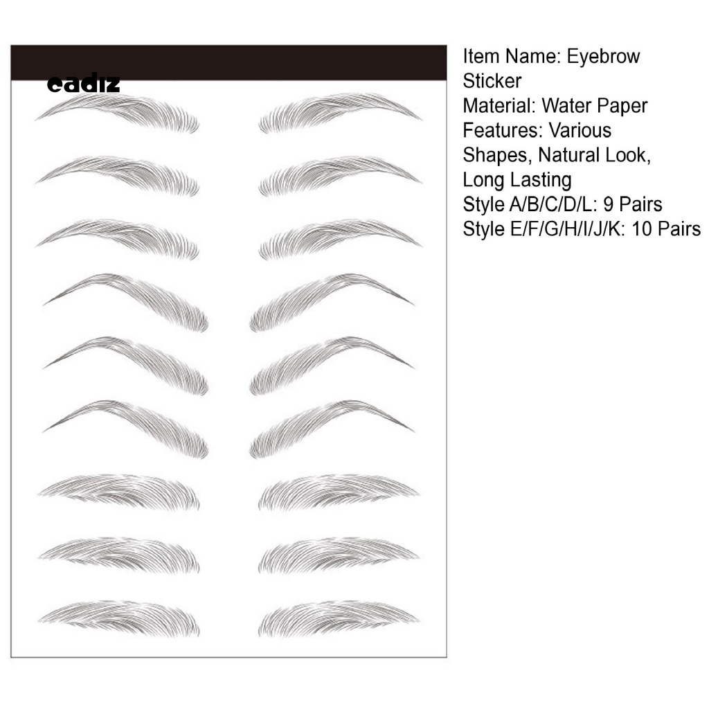 1 Tờ Miếng Dán Lông Mày Tạo Hiệu Ứng 3D Bán Vĩnh Viễn Kháng Nước Cho Nữ