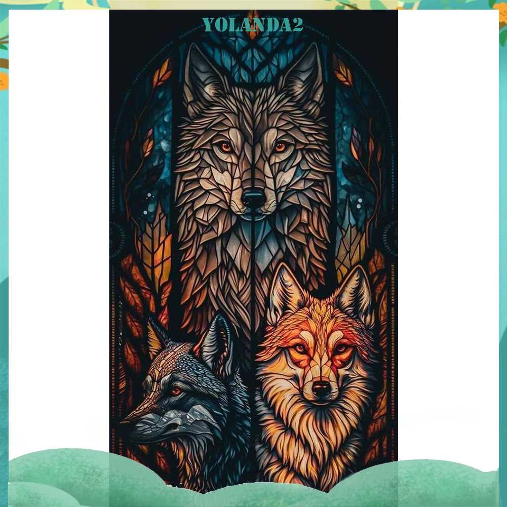 Tranh Đính Đá Kim Cương Toàn Bộ 5D DIY Hình Vẽ Sói Trang Trí Nhà Cửa