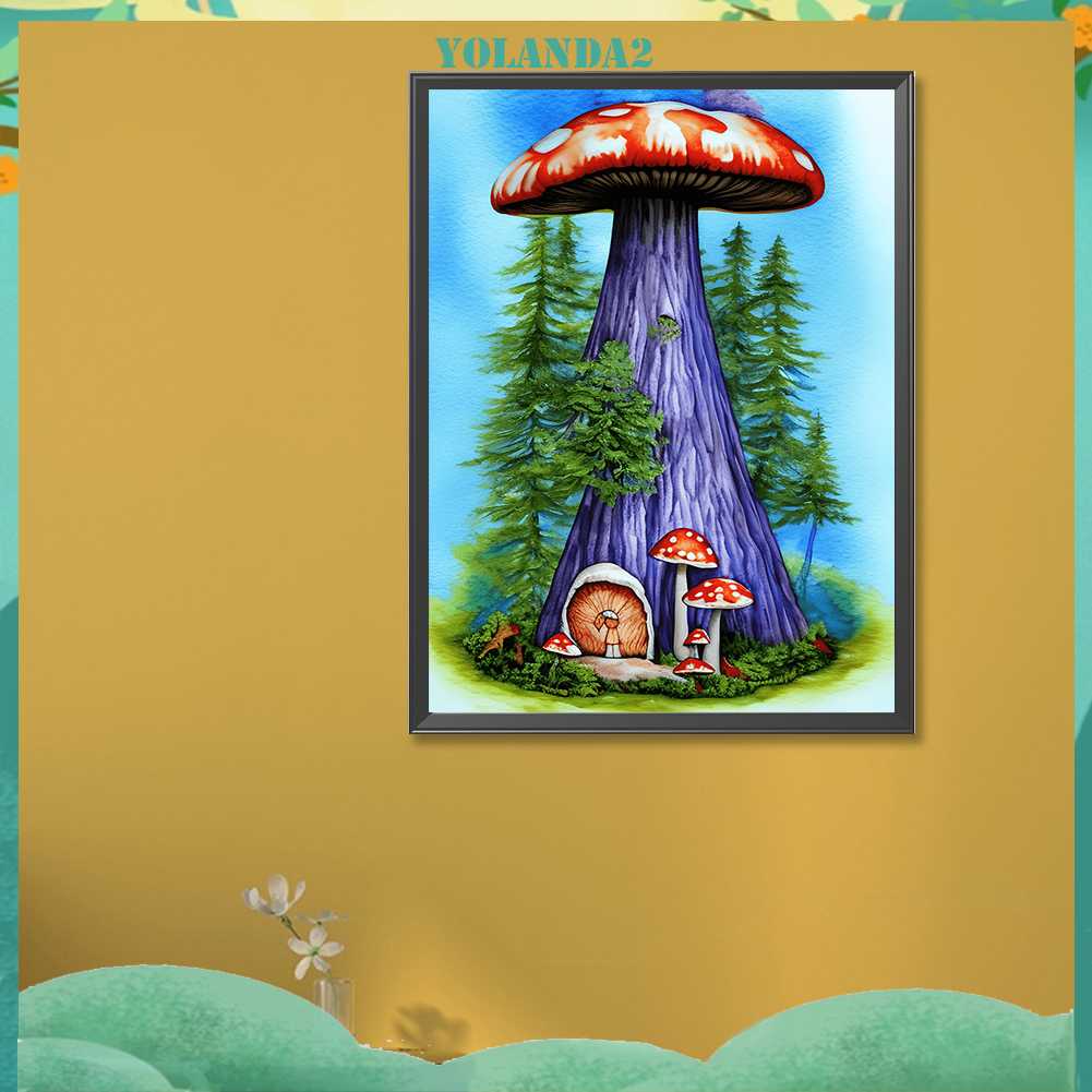 Tranh Đính Đá Kim Cương Toàn Bộ 5D DIY Hình Vẽ Nấm Trang Trí Nhà Cửa