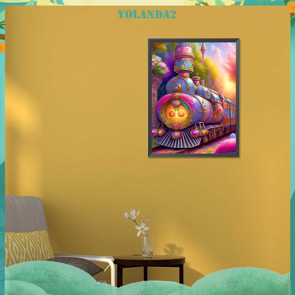 Tranh Đính Đá Kim Cương Toàn Bộ 5D DIY Hình Vẽ Đoàn Tàu Trang Trí Nhà
