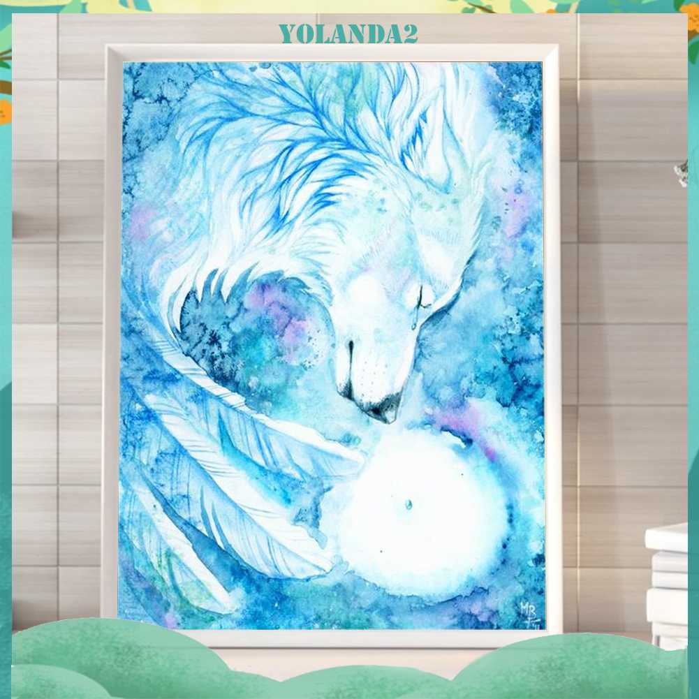 Tranh Đính Đá Kim Cương Toàn Bộ 5D DIY Hình Vẽ Sói Trang Trí Nhà Cửa