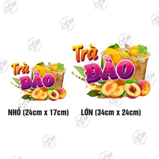 Hình dán TRÀ ĐÀO trang trí cửa kính quán xe trà sữa chất liệu decal nhựa