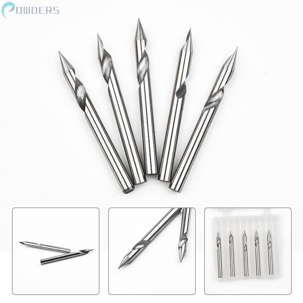 Bộ 5 Mũi Phay Xoắn Ốc 30 Độ 30 Độ Thân Dẹt Chữ V Bằng Thép Vonfram 1 / 8 "Chuyên Dụng
