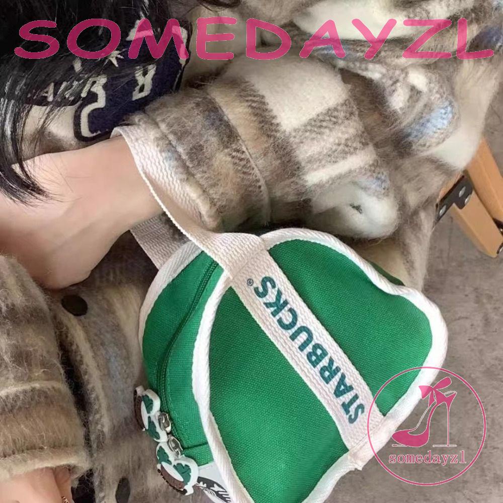 Túi Xách Đeo Cổ Tay Mini Bằng Vải In Họa Tiết Cây Dừa Và Chữ Dành Cho Nữ Sinh