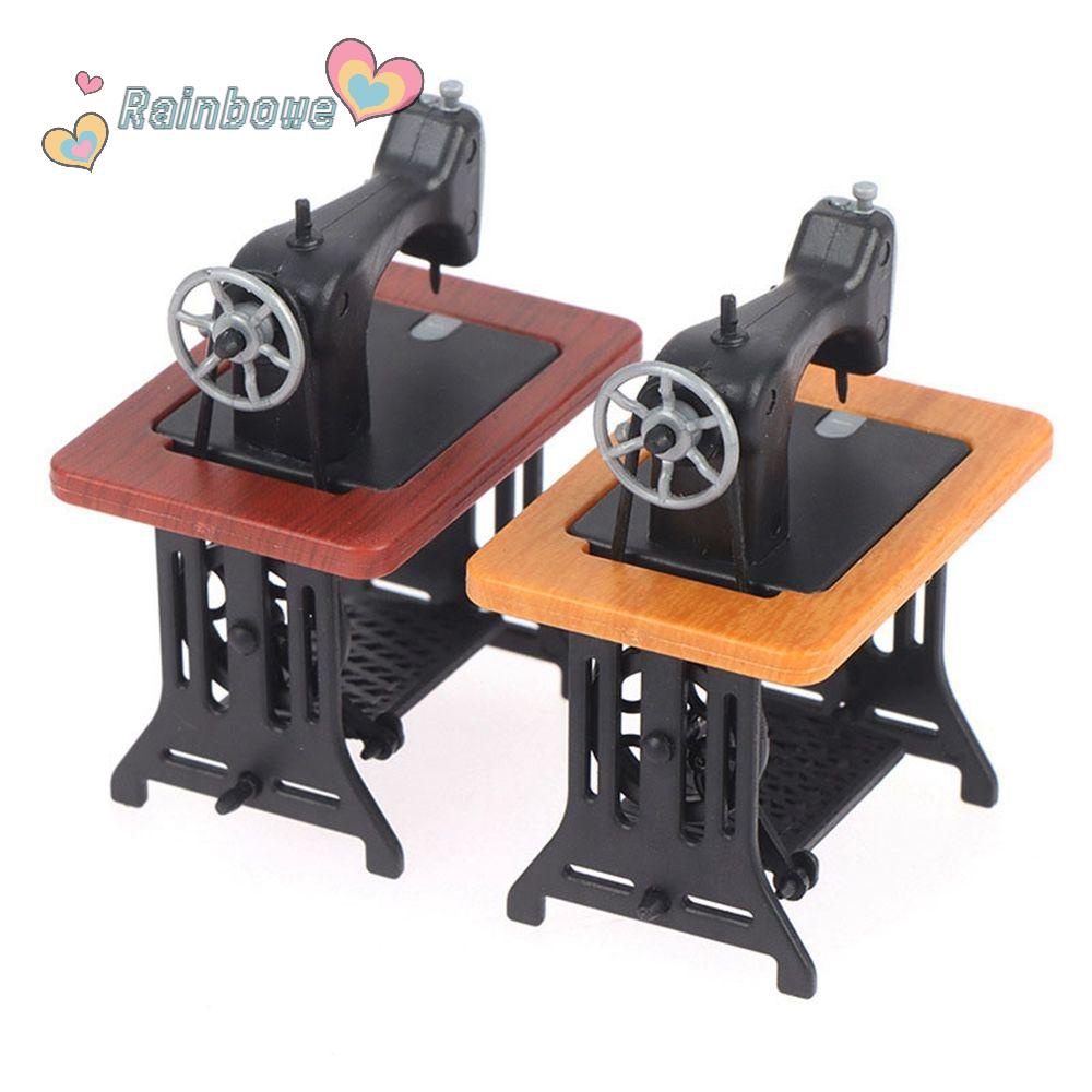 Bộ Dụng Cụ May Vá Bằng Gỗ Hình Cầu Vồng|Mô Hình Máy May Mini Tỉ Lệ 1: 12 Trang Trí Nhà Búp Bê