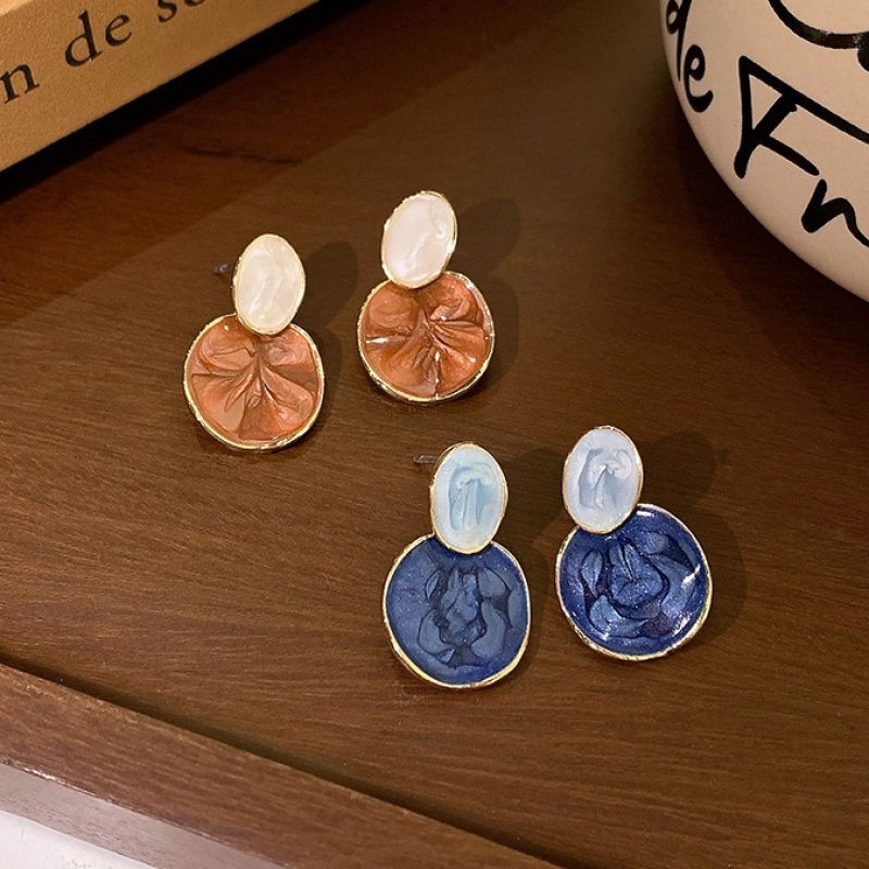 Bông Tai Tráng Men Phong Cách retro Hàn Quốc 2023 Mới