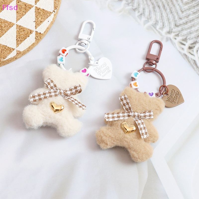 {Ffsd} 1 Móc Khóa Gấu Bông Mềm Thắt Nơ Hoạt Hình Dễ Thương * Hàng Bán Chạy